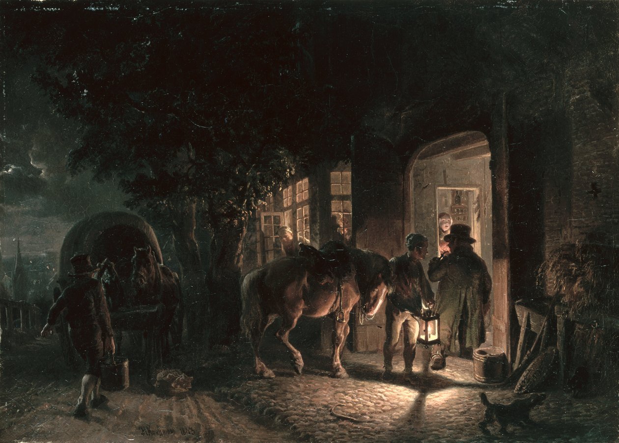 Před hospodou, 1843 od Hermann Kauffmann