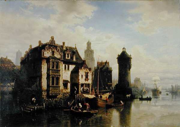 Pohled na Rotterdam (olej na panelu) od Hermann Meyerheim