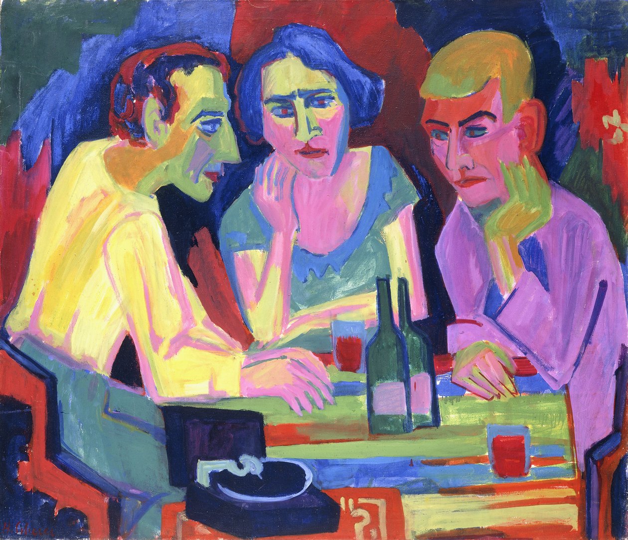 Tři lidé u stolu, 1924 od Hermann Scherer