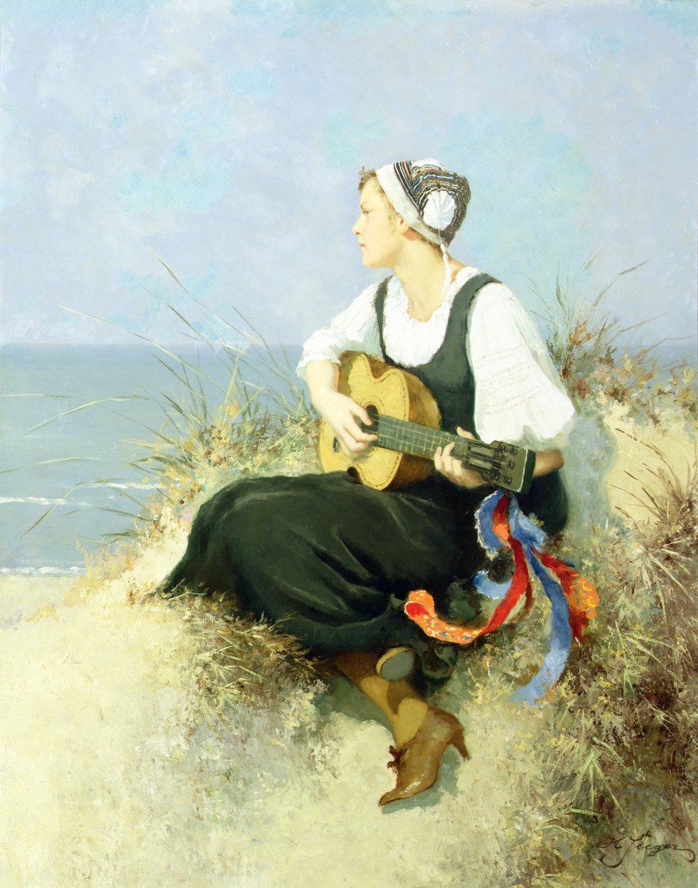 Na pláži (olej na plátně) od Hermann Seeger