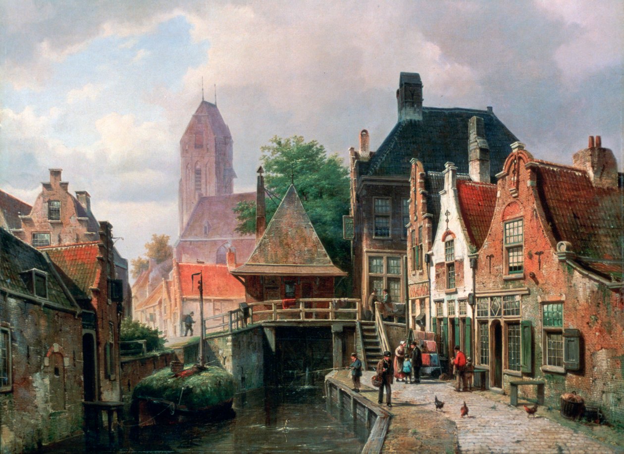Pohled na Oudewater, c1867 od Hermanus Koekkoek