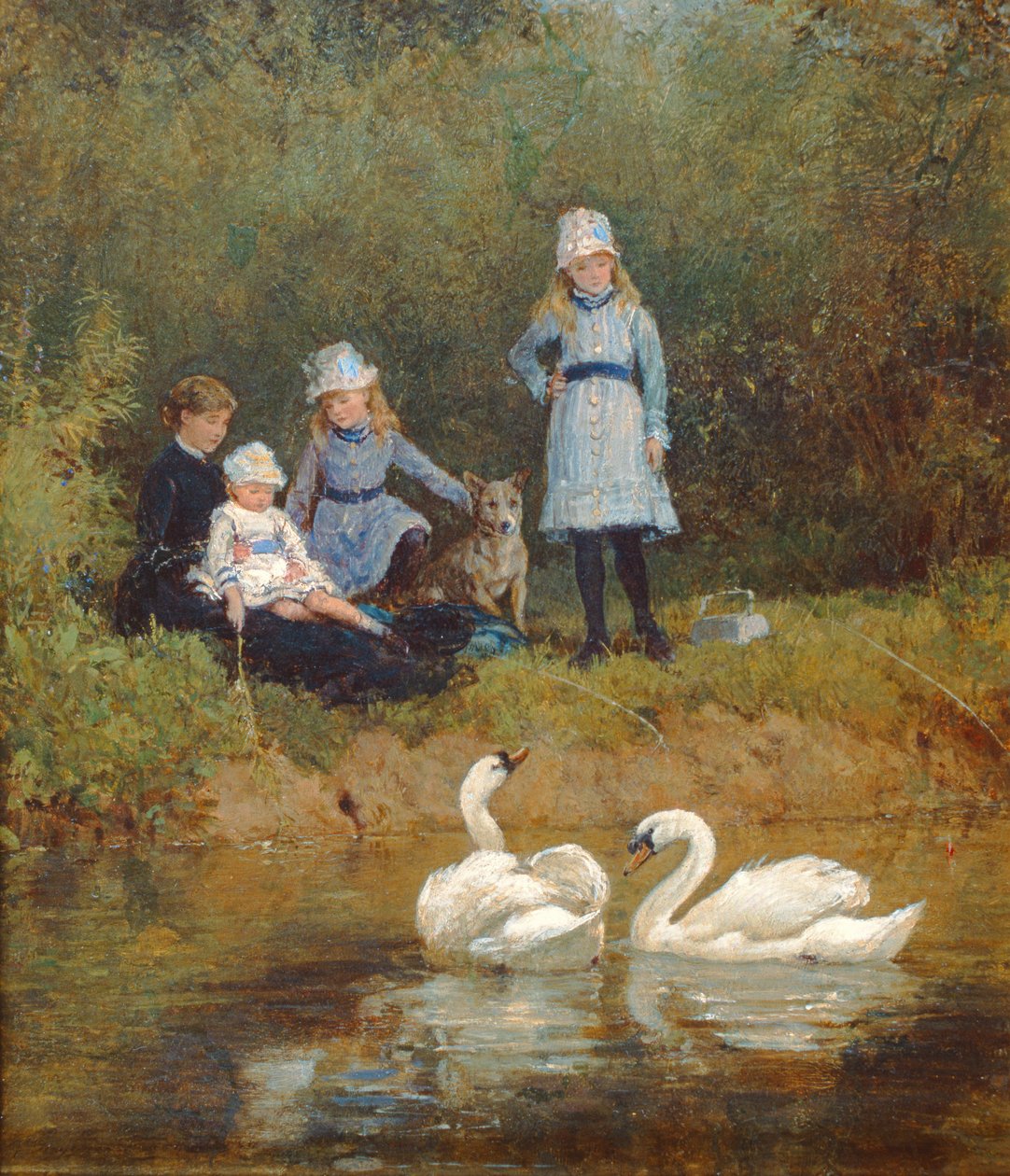 Pozorování labutí od Heywood Hardy