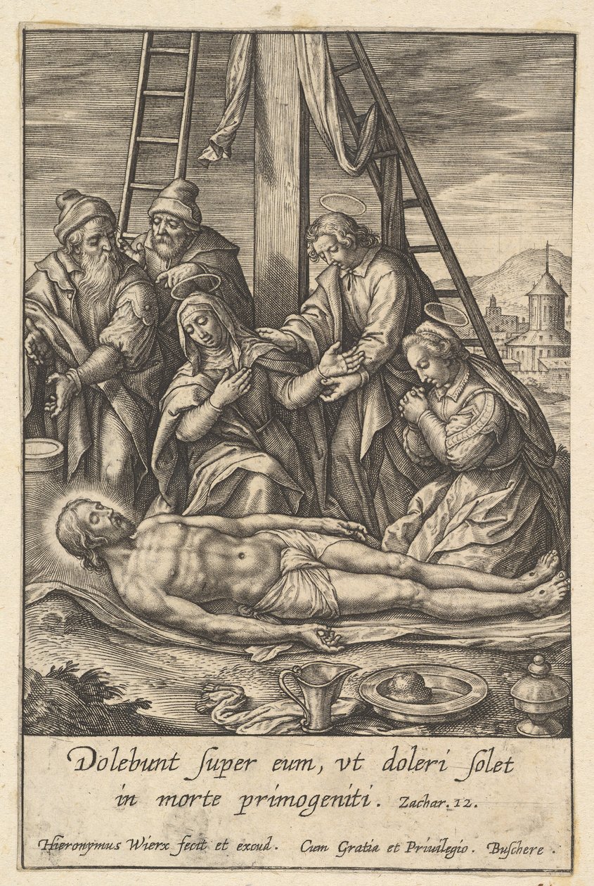 Oplakávání, před rokem 1619. od Hieronymous Wierix