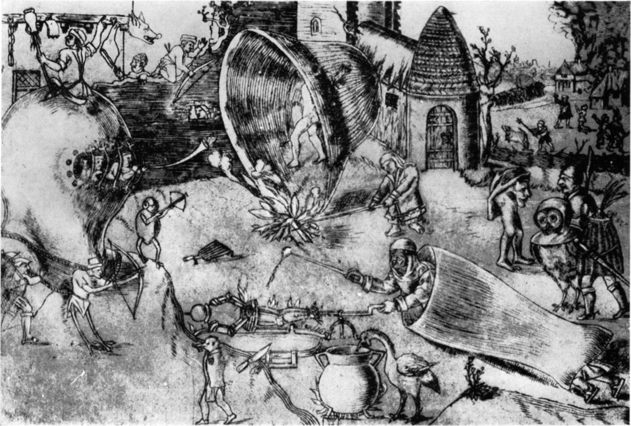Groteskní bojová scéna od Hieronymus Bosch