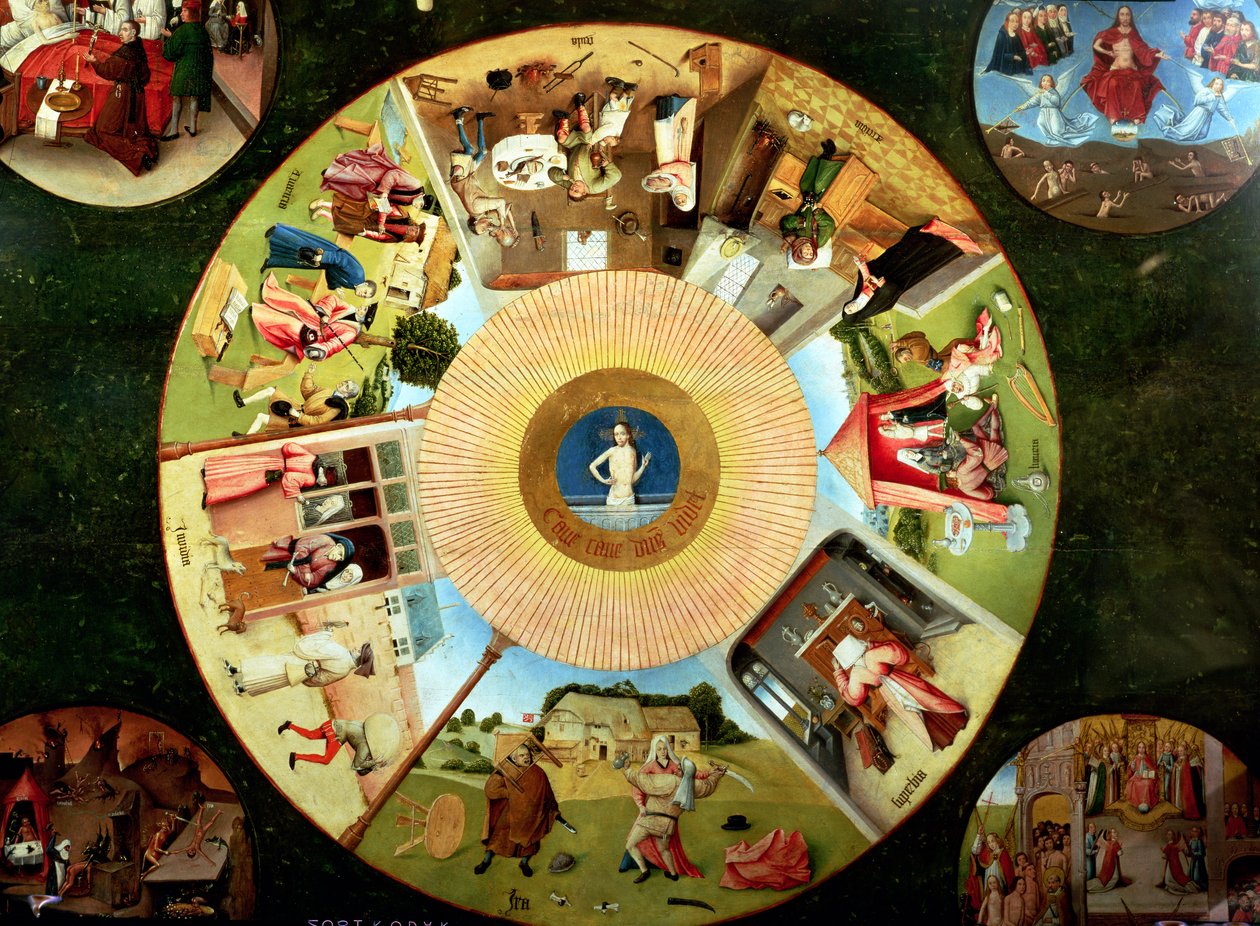 Stolní deska sedmi smrtelných hříchů a čtyř posledních věcí (detail 169586) od Hieronymus Bosch