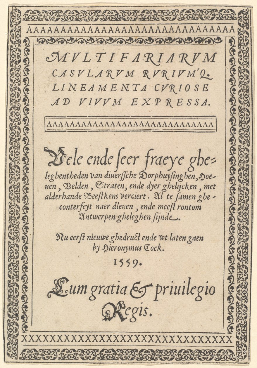 Titulní strana pro "Multifarious Cottages" od Hieronymus Cock