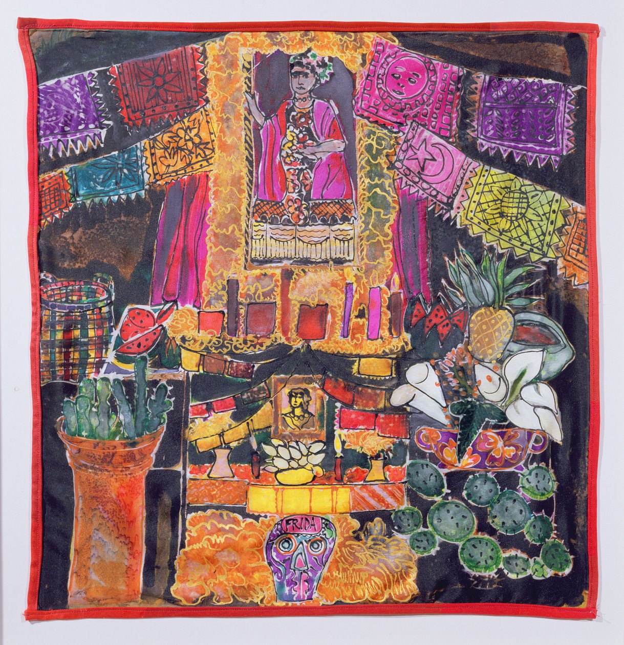 Frida Kahlo (1910-54) Svatyně, 2005 (barvy na hedvábí) od Hilary Simon