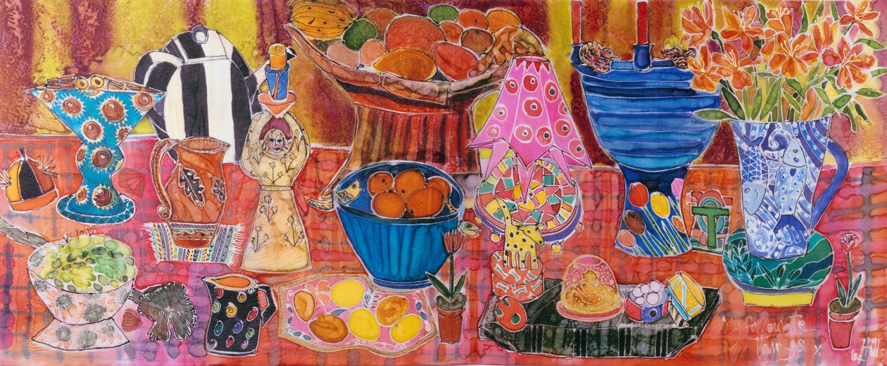 Moje oblíbené věci, 2005 (barvy na hedvábí) od Hilary Simon