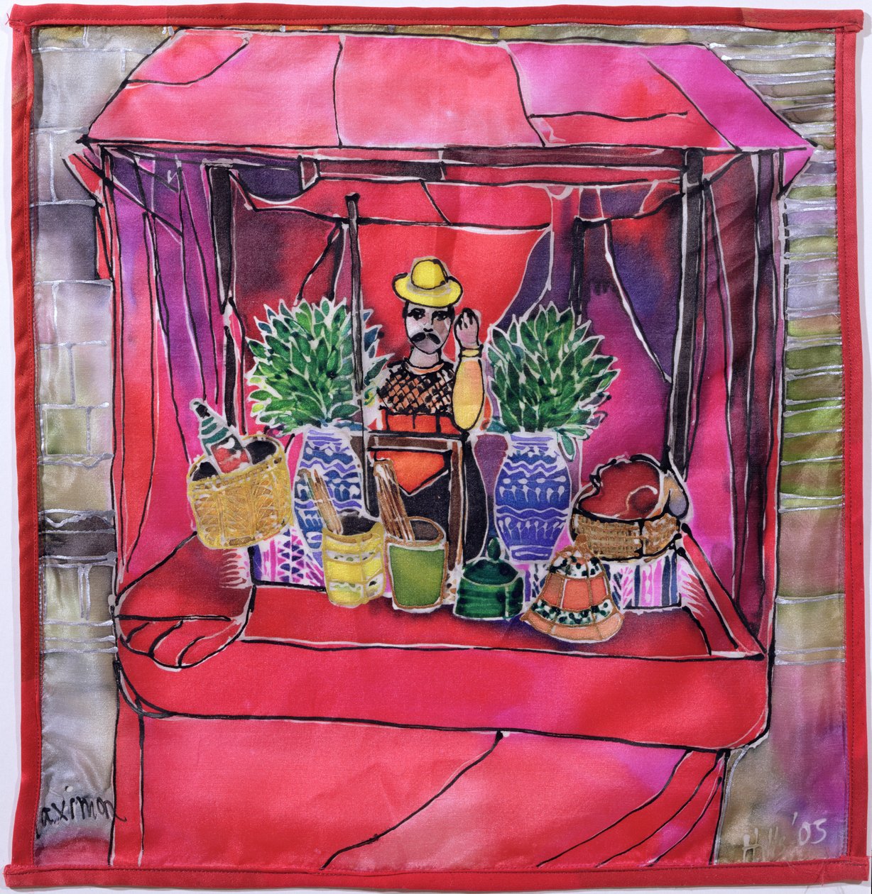 Shrine to Maximon, 2005 (barvy na hedvábí) od Hilary Simon