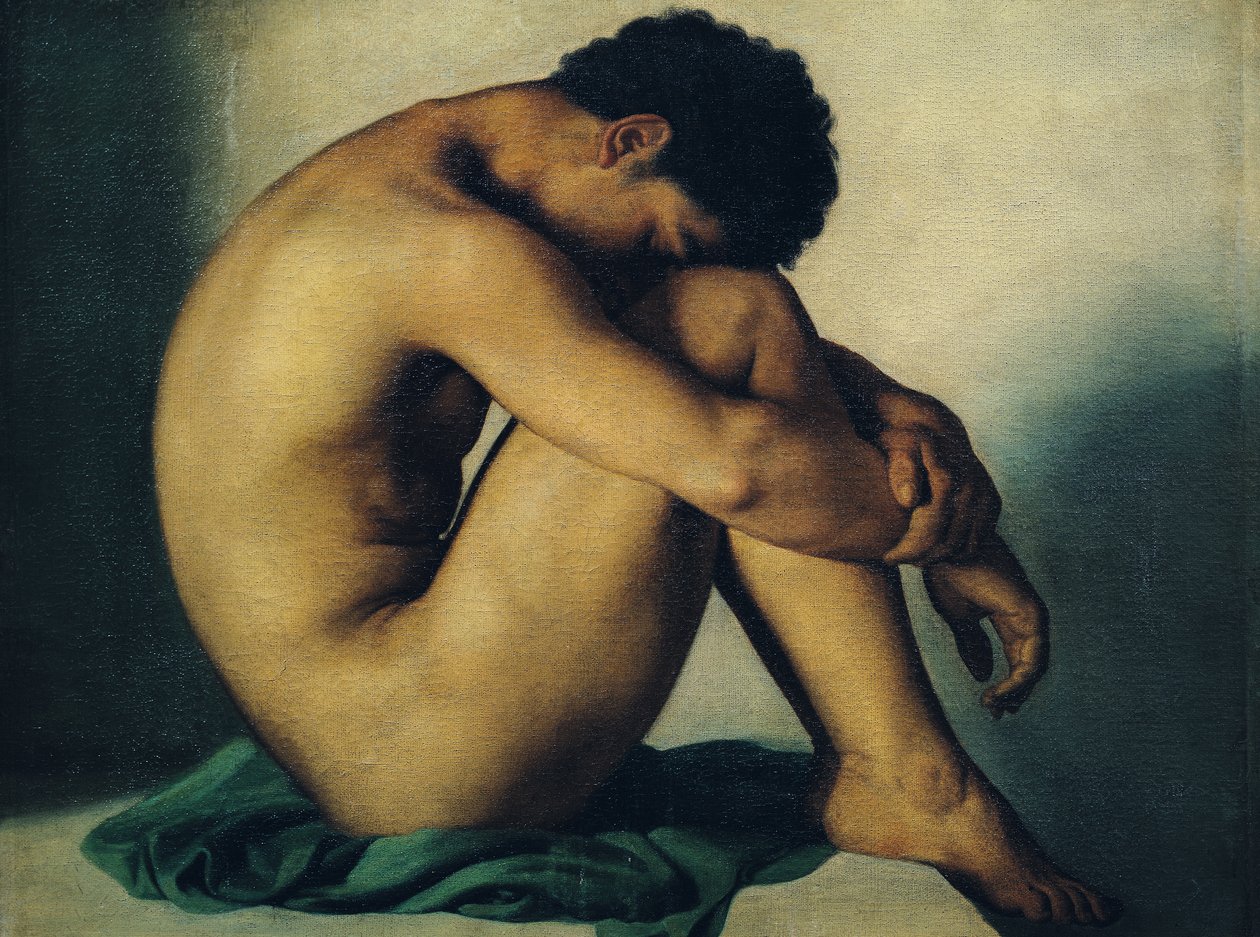 Studie nahého mladého muže od Hippolyte Flandrin