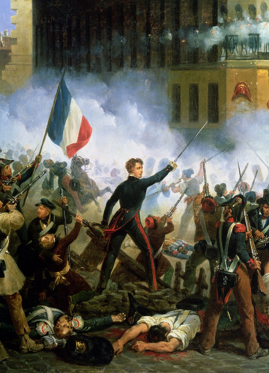 Bitva v Rue de Rohan, 28. července 1830, 1831 (detail 156577) od Hippolyte Lecomte