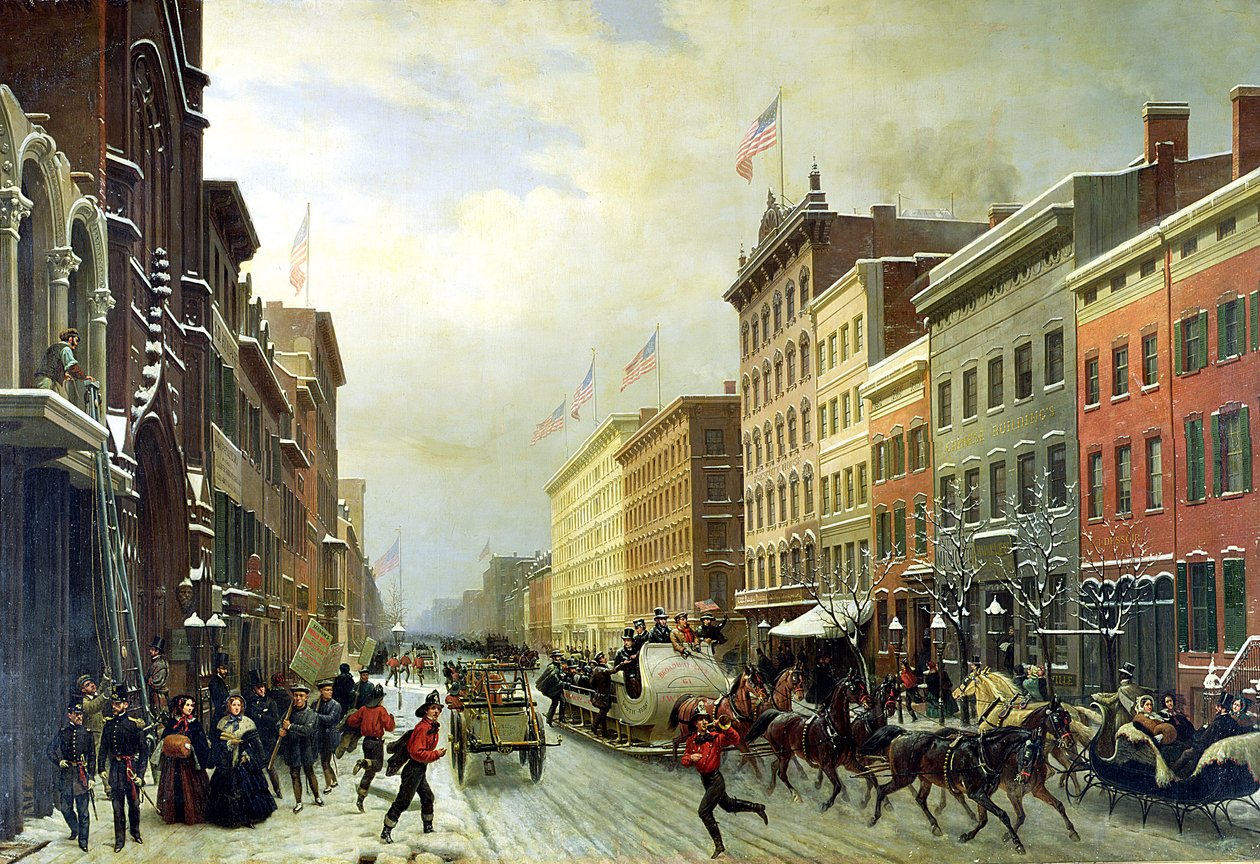 Pouliční scéna v New Yorku od Hippolyte Victor Valentin Sebron