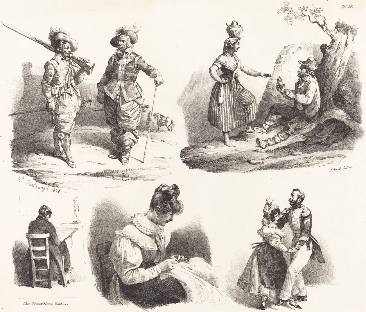 Pět vinět od Hippolyte Bellange