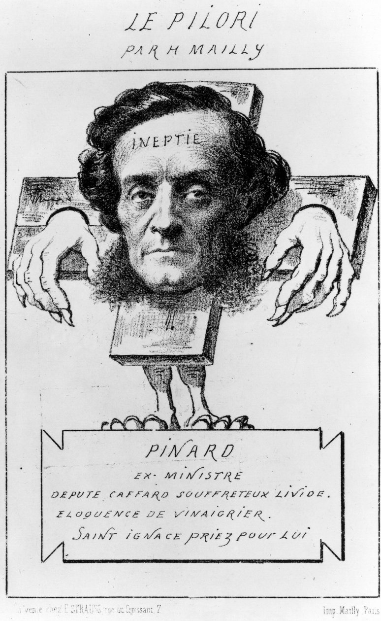 Karikatura Ernesta Pinarda, kolem roku 1857 (litho) od Hippolyte Mailly