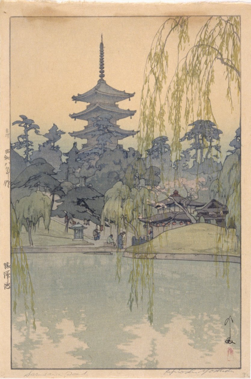 Sarusawa Pond (barevný dřevotisk) od Hiroshi Yoshida