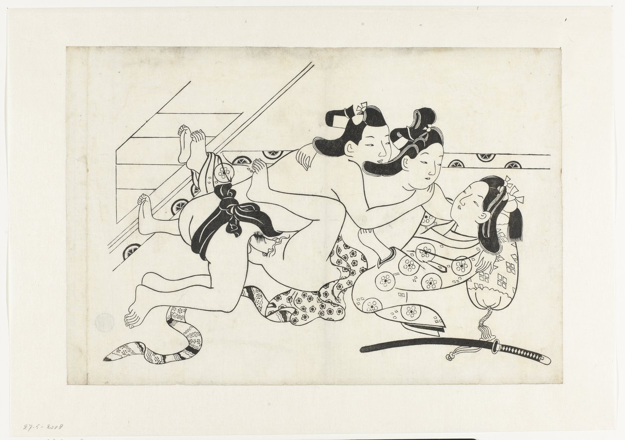 Erotická show od Hishikawa Moroshige (attributed to)