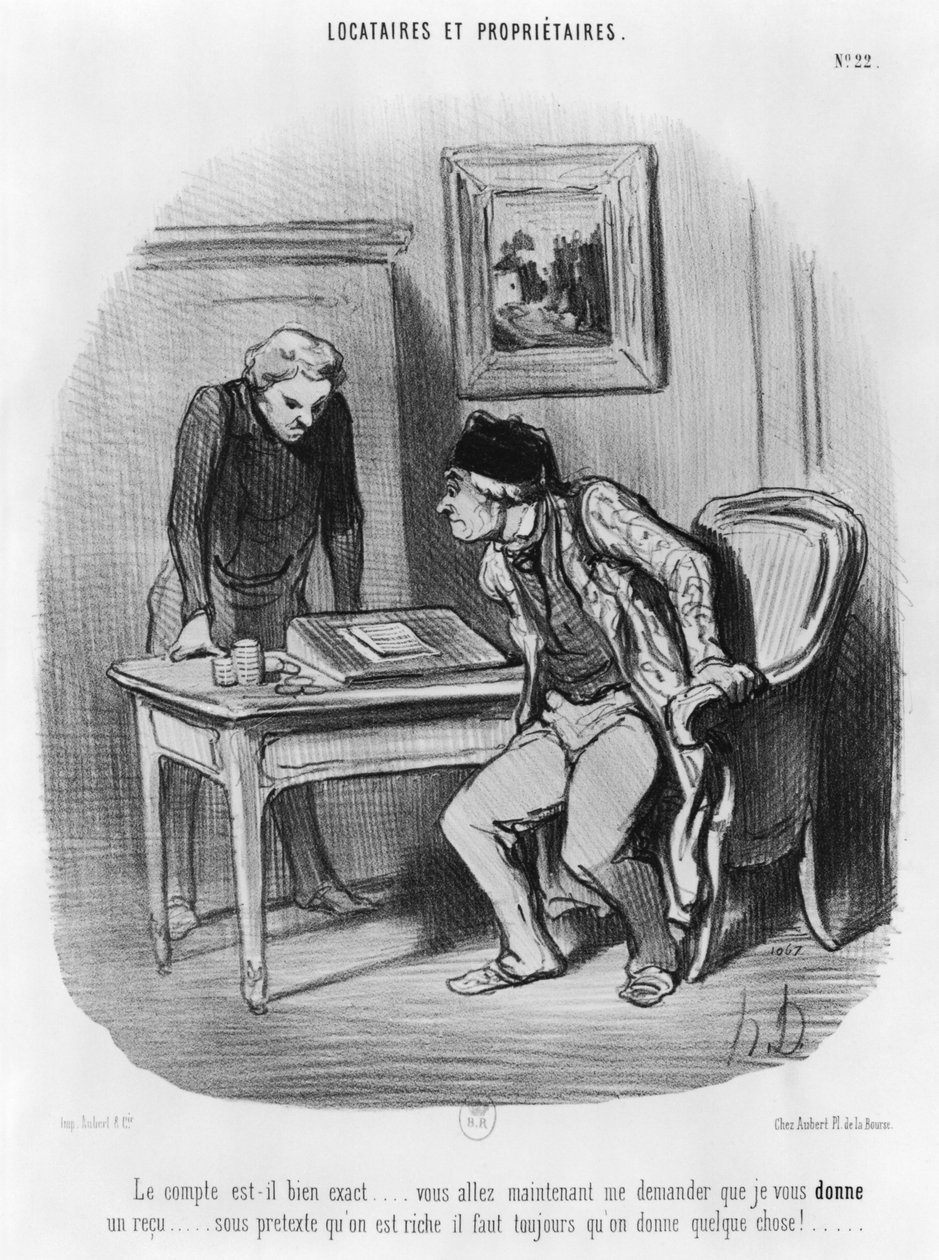 „Je to správné množství“, deska 22 ze série „Nájemci a vlastníci“, od Honoré Daumier