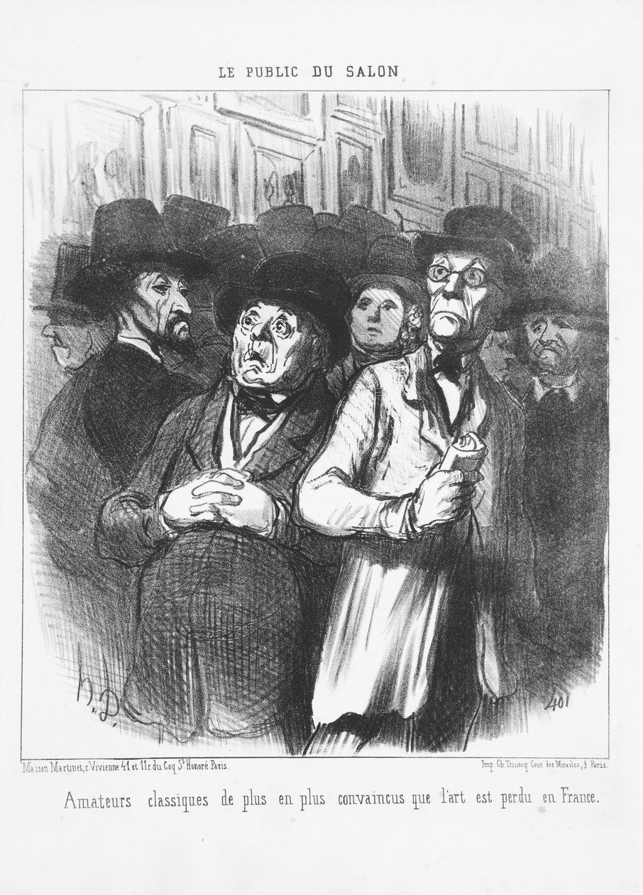 Milovníci klasického umění jsou stále více přesvědčeni, že umění je ztraceno ve Francii, 1852 od Honoré Daumier