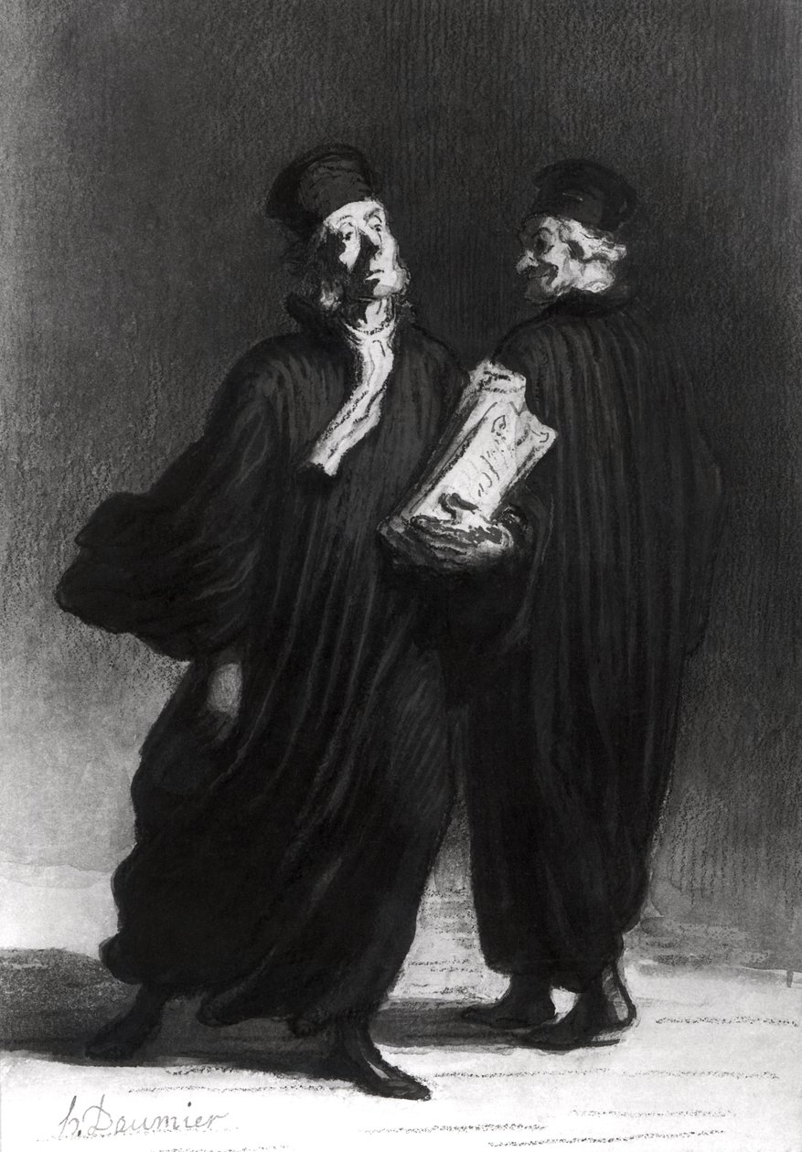 Dva právníci, kolem roku 1862 (akvarel a tužka na papíře) od Honoré Daumier