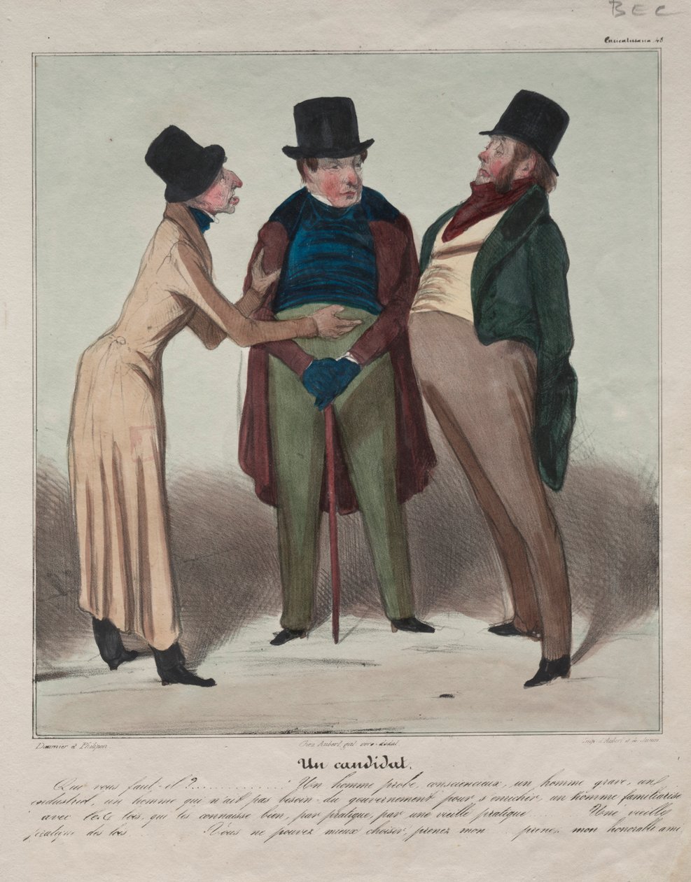Caricaturana Plate 48: A Candidate, 1837. od Honoré Daumier