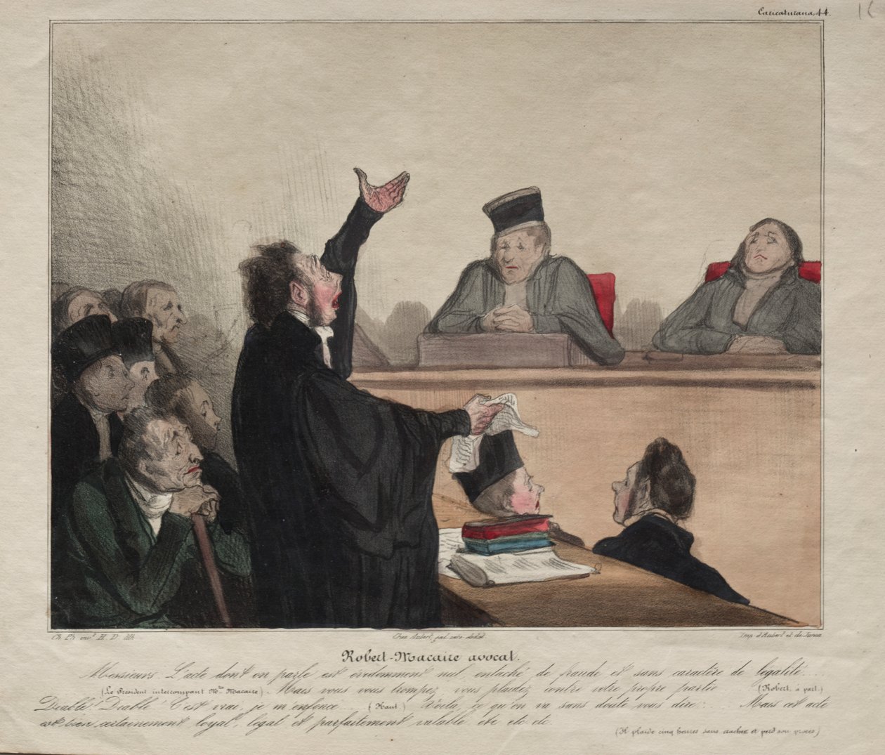 Caricaturana, deska 44: Robert-Macaire, právník od Honoré Daumier