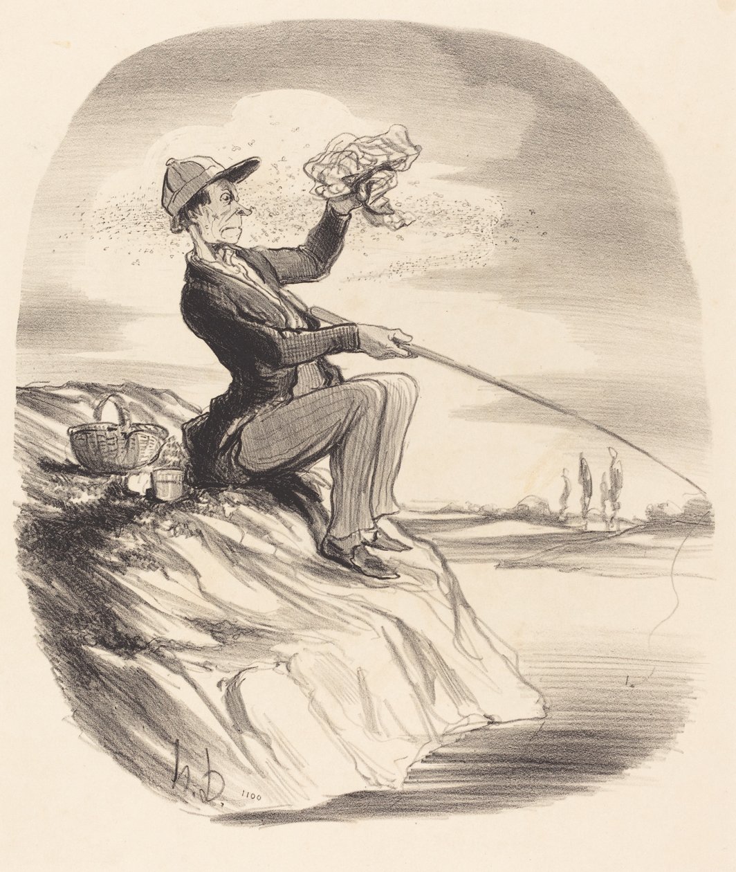 Nepříjemnost při rybaření... od Honoré Daumier