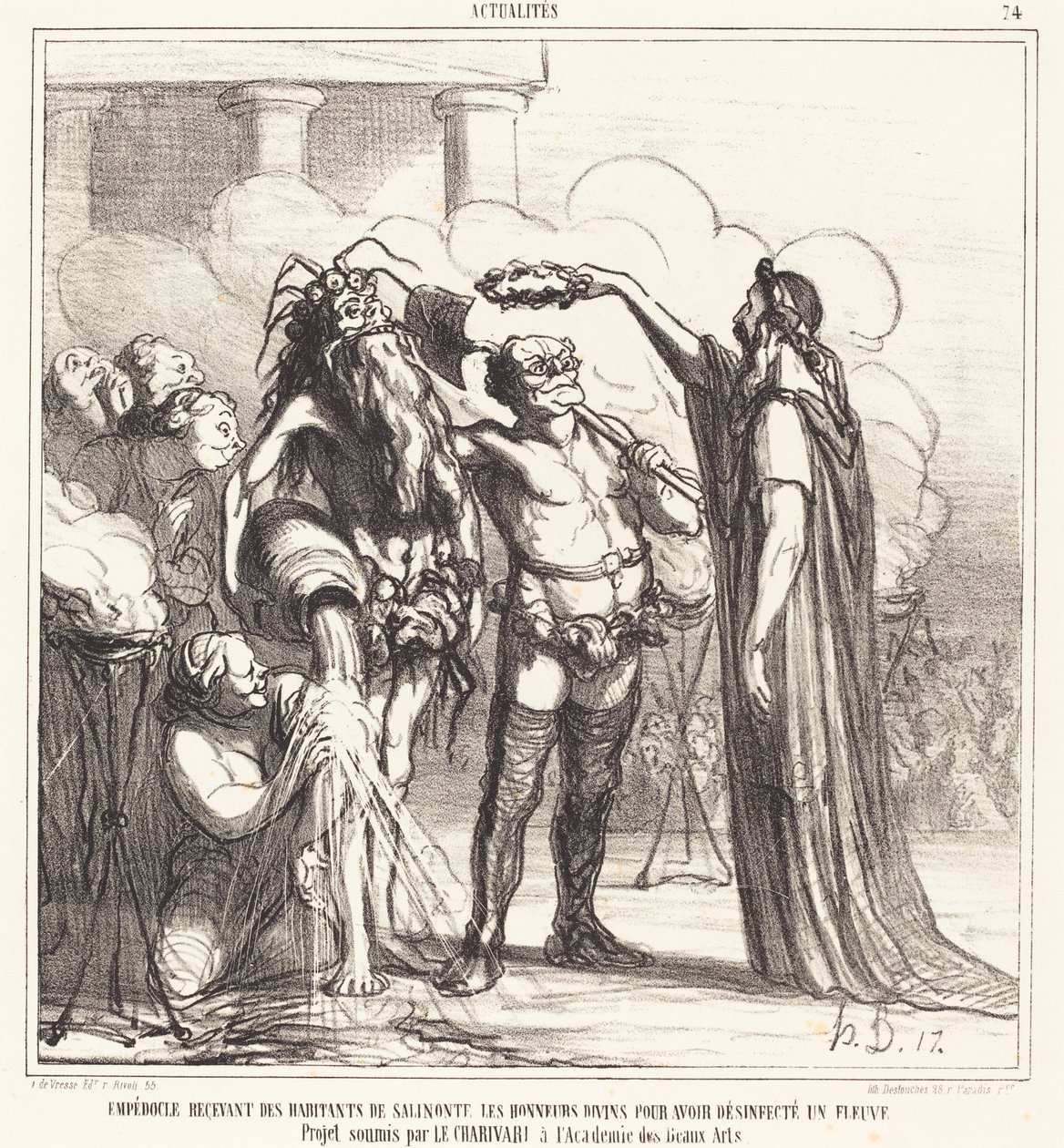Empedokles dostává... božské pocty... od Honoré Daumier