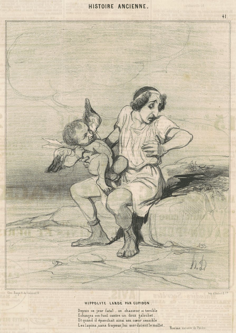 Hippolyte prošpikovaný Cupidem od Honoré Daumier