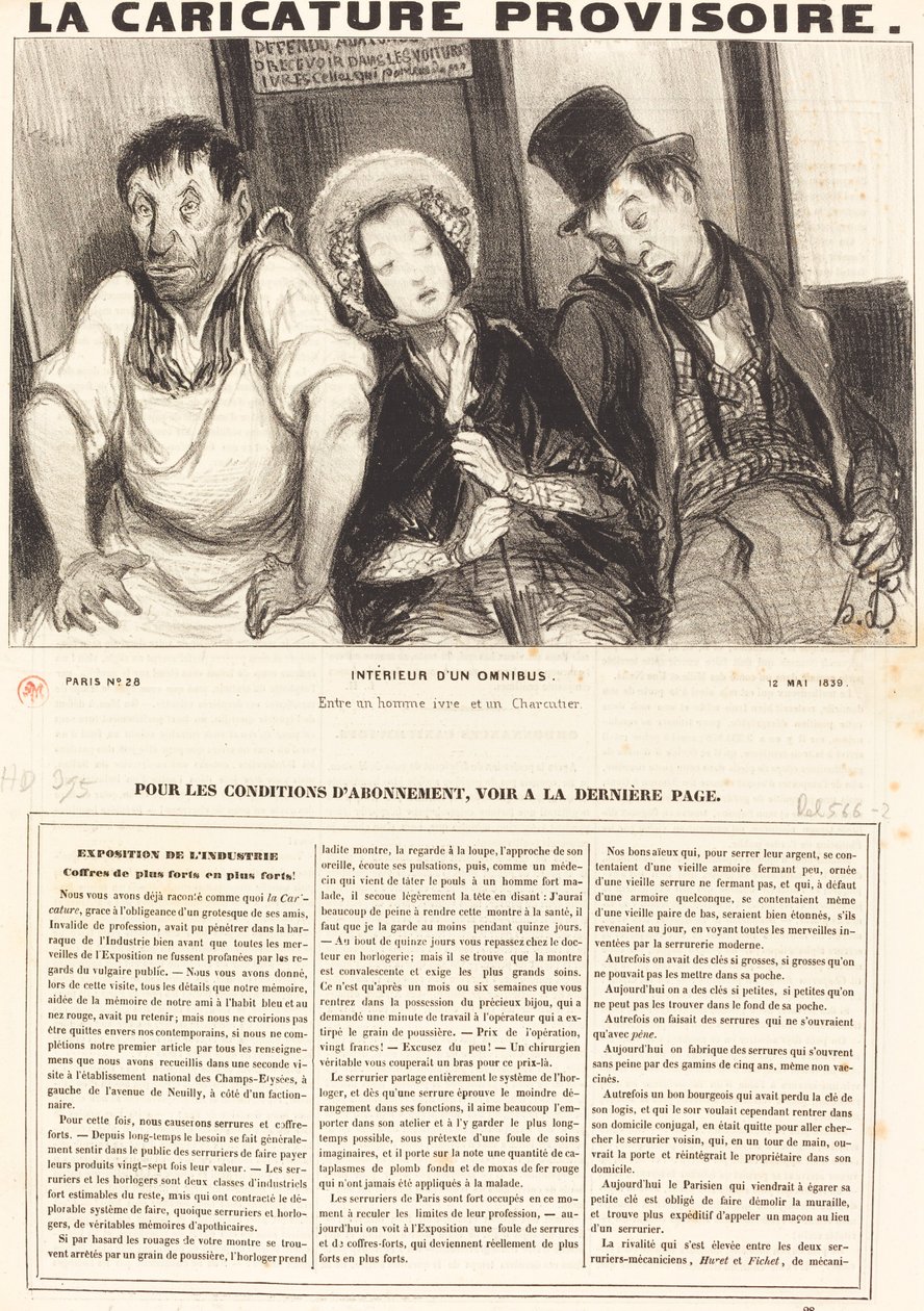 Interiér omnibusu od Honoré Daumier