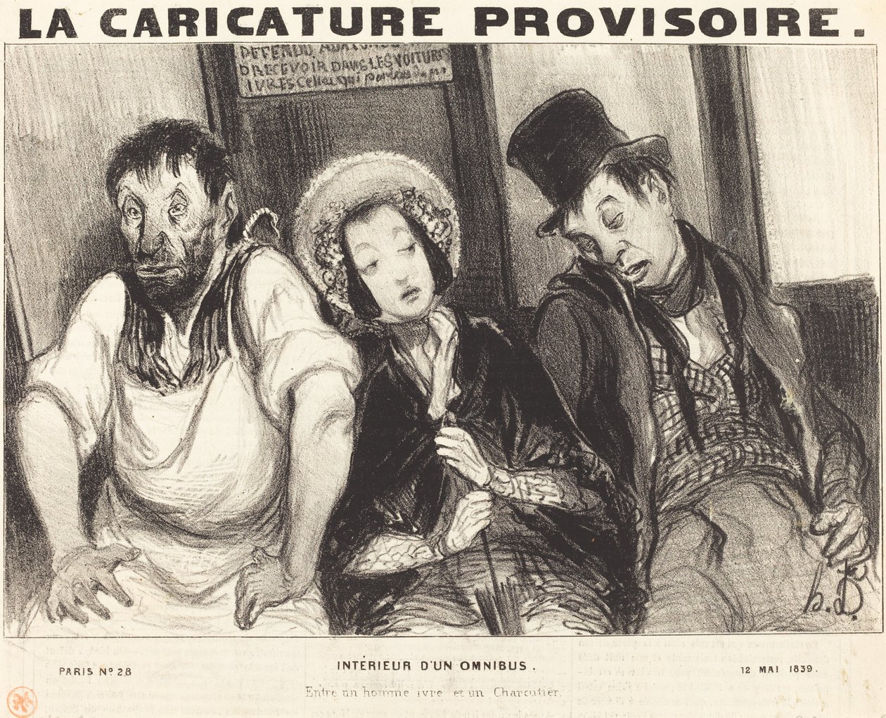 Interiér omnibusu od Honoré Daumier