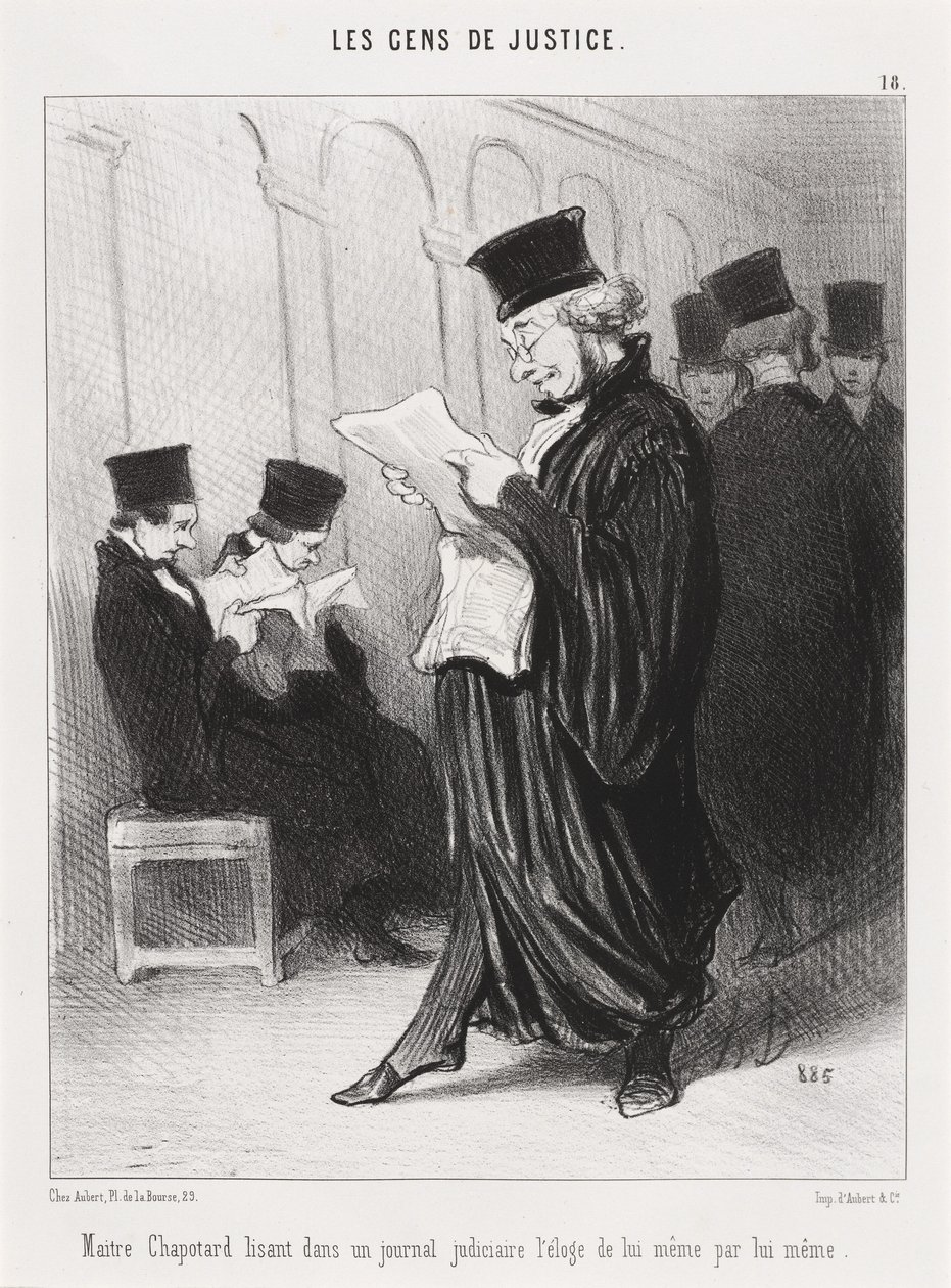 Maitre Chapotard čte... chválu sebe sama... od Honoré Daumier