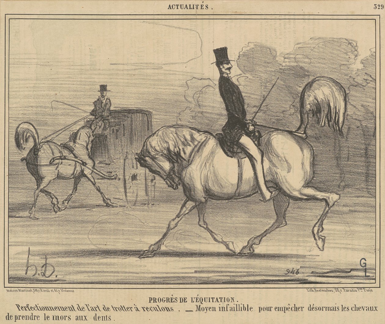 Pokrok v jezdectví od Honoré Daumier