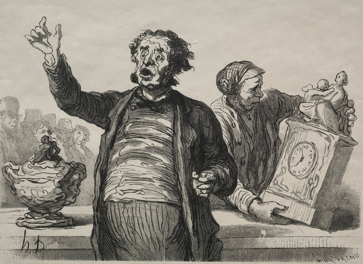 Aukční síň: Městský křikloun. od Honoré Daumier