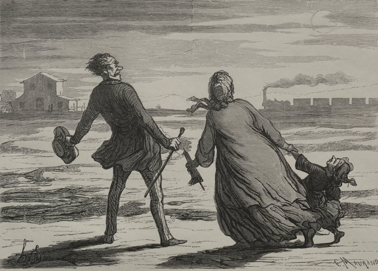 Železnice: Příliš pozdě. od Honoré Daumier