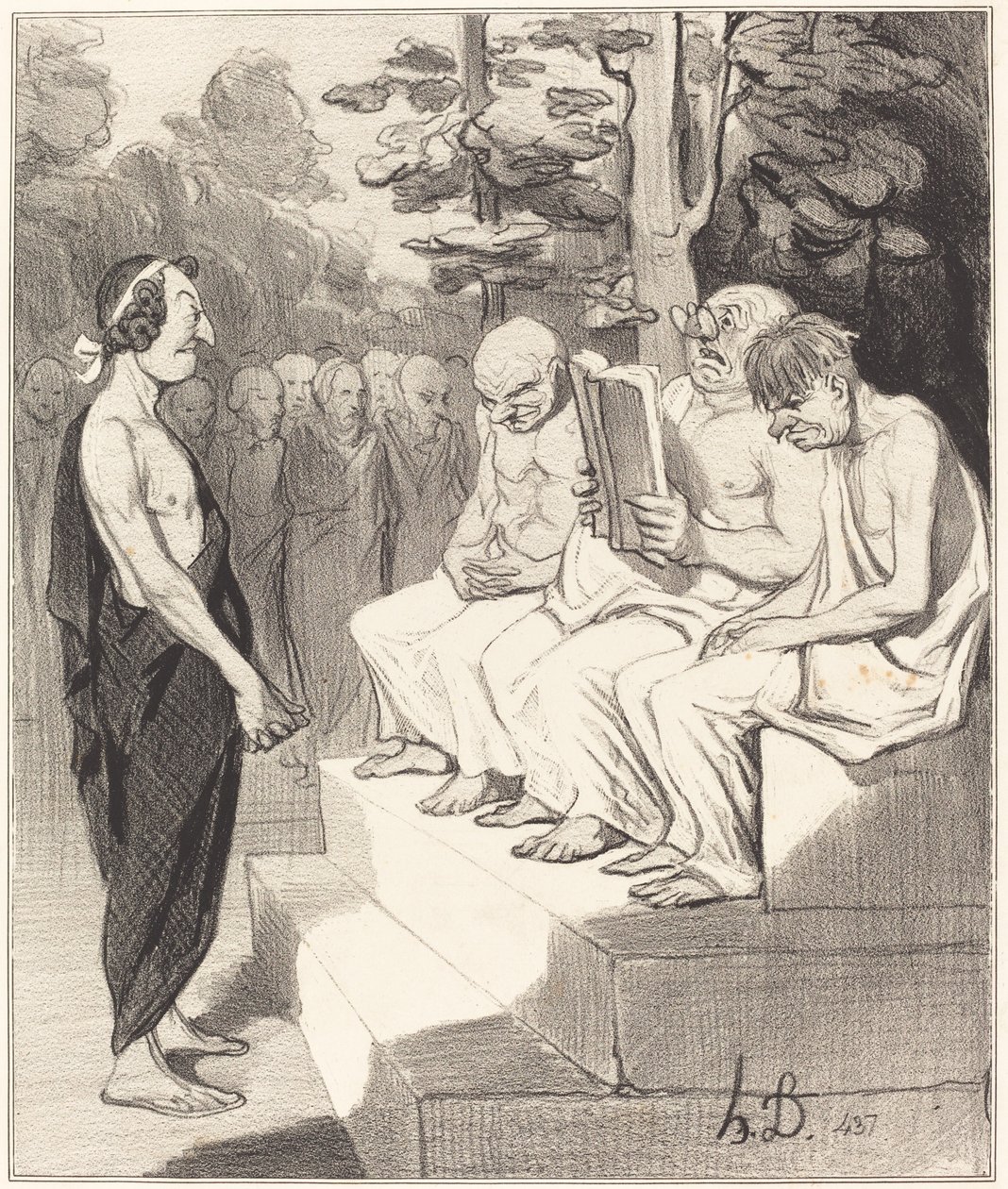 Telemachus vyslýchaný mudrci od Honoré Daumier