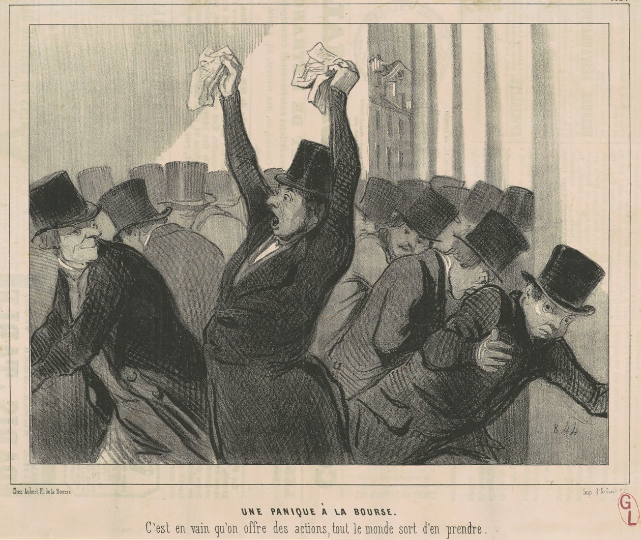 Panika na akciovém trhu od Honoré Daumier