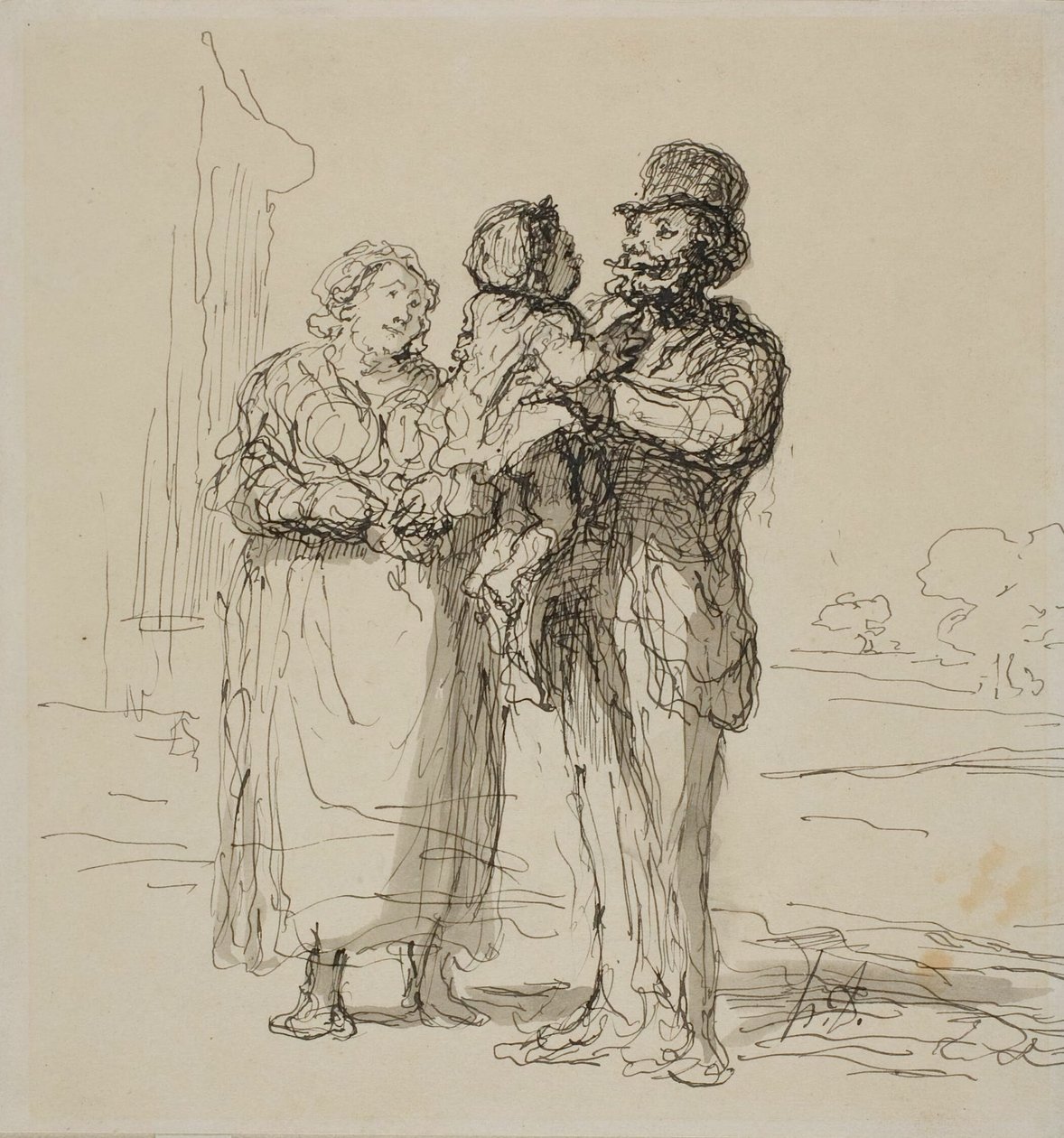 Rodinná scéna od Honoré Victorin Daumier