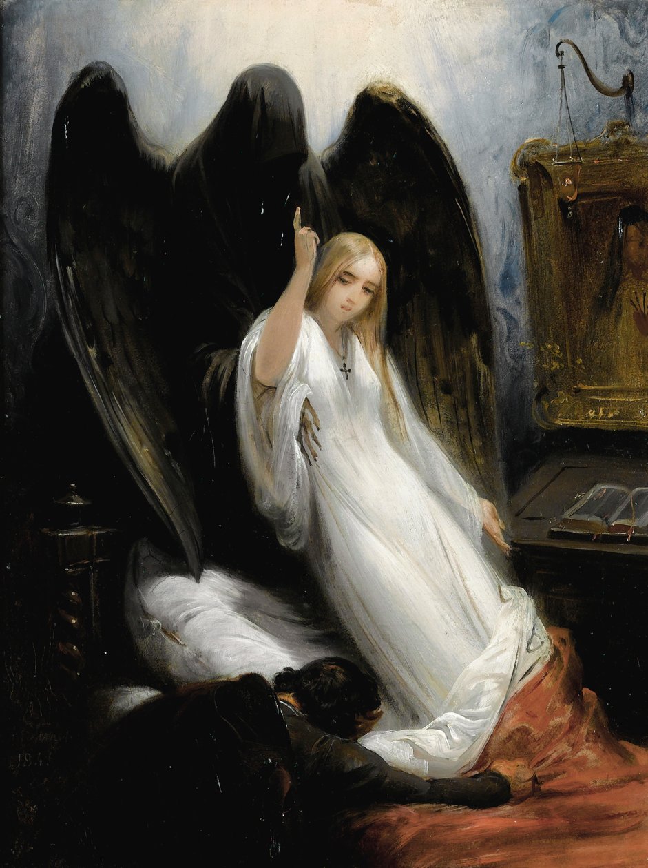 Studie Anděl smrti od Emile Jean Horace Vernet