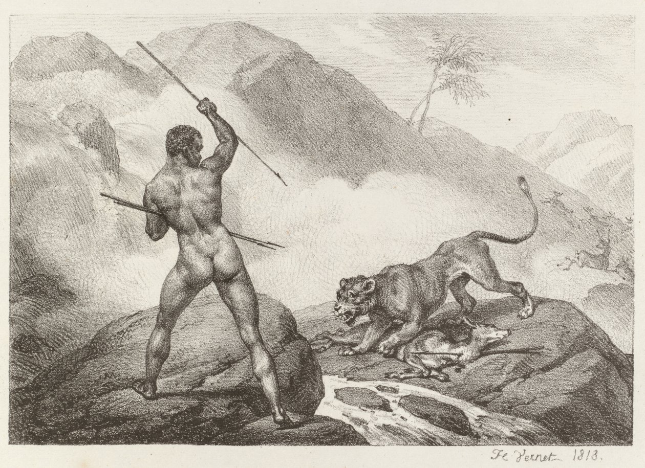 Africký lovec od Emile Jean Horace Vernet