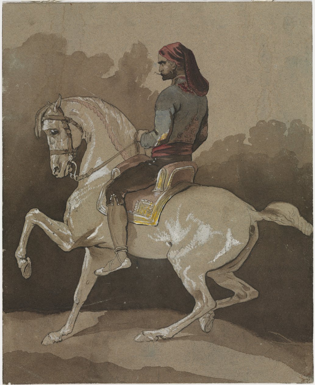 Arab na koni, 19. století. od Emile Jean Horace Vernet