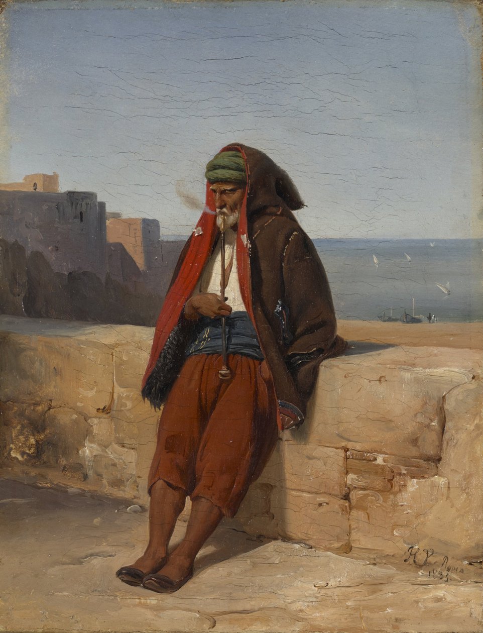 Alžířan kouří dýmku od Emile Jean Horace Vernet