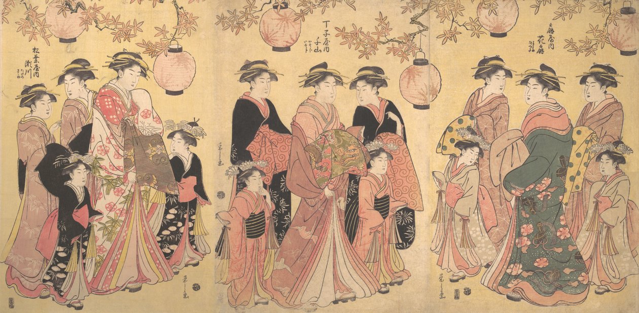 Yoshiwara Parade na podzim, ca. 1793. od Hosoda Eishi
