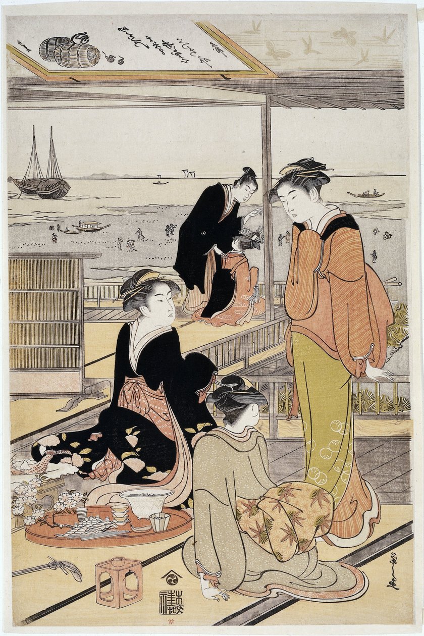 Čajovna v zálivu Shinagawa od Hosoda Eishi