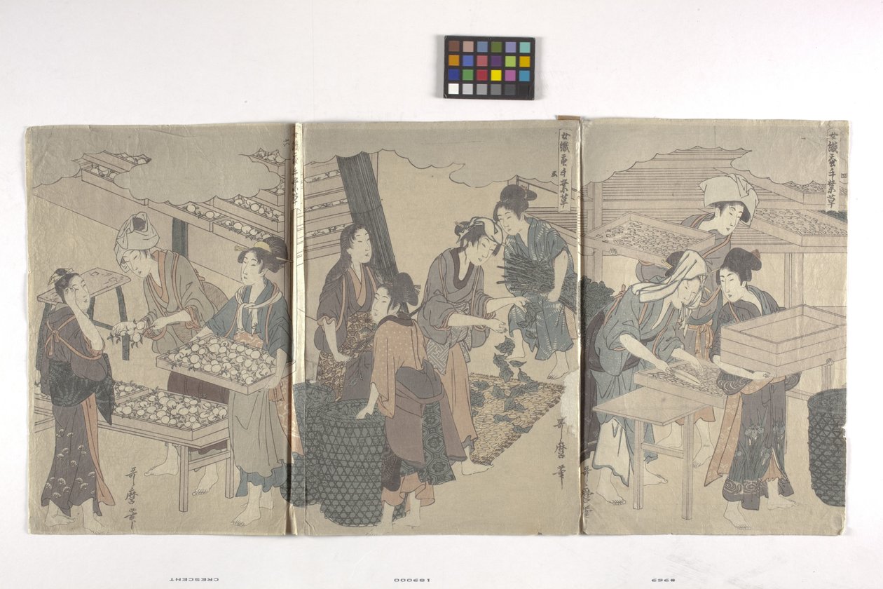 Triptych (inkoust na papíře) od Hosoda Eishi