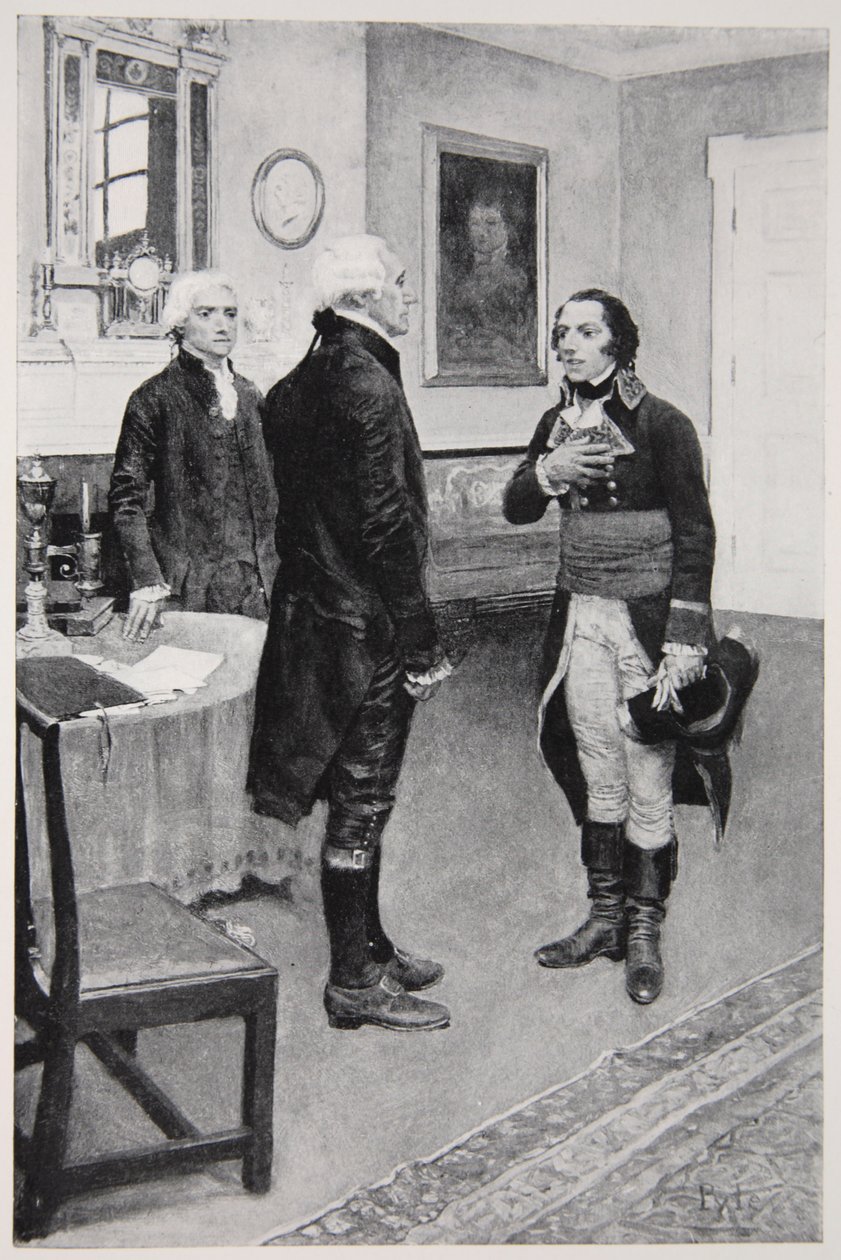 Občan Genet formálně představen Washingtonu 19. dubna 1793 od Howard Pyle