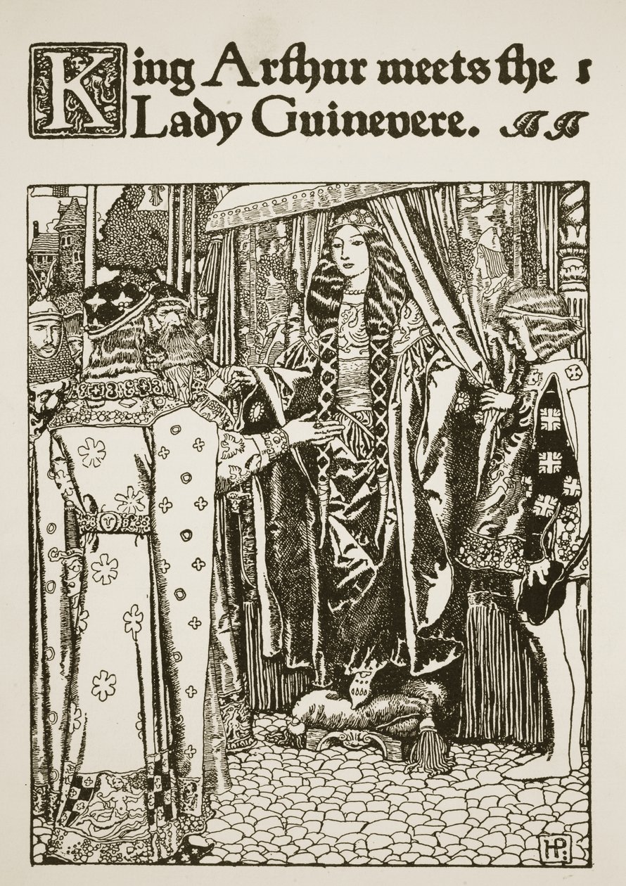 Král Artuš se setkává s Lady Guinevere, ilustrace z „Příběhu krále Artuše a jeho rytířů“, 1903 od Howard Pyle