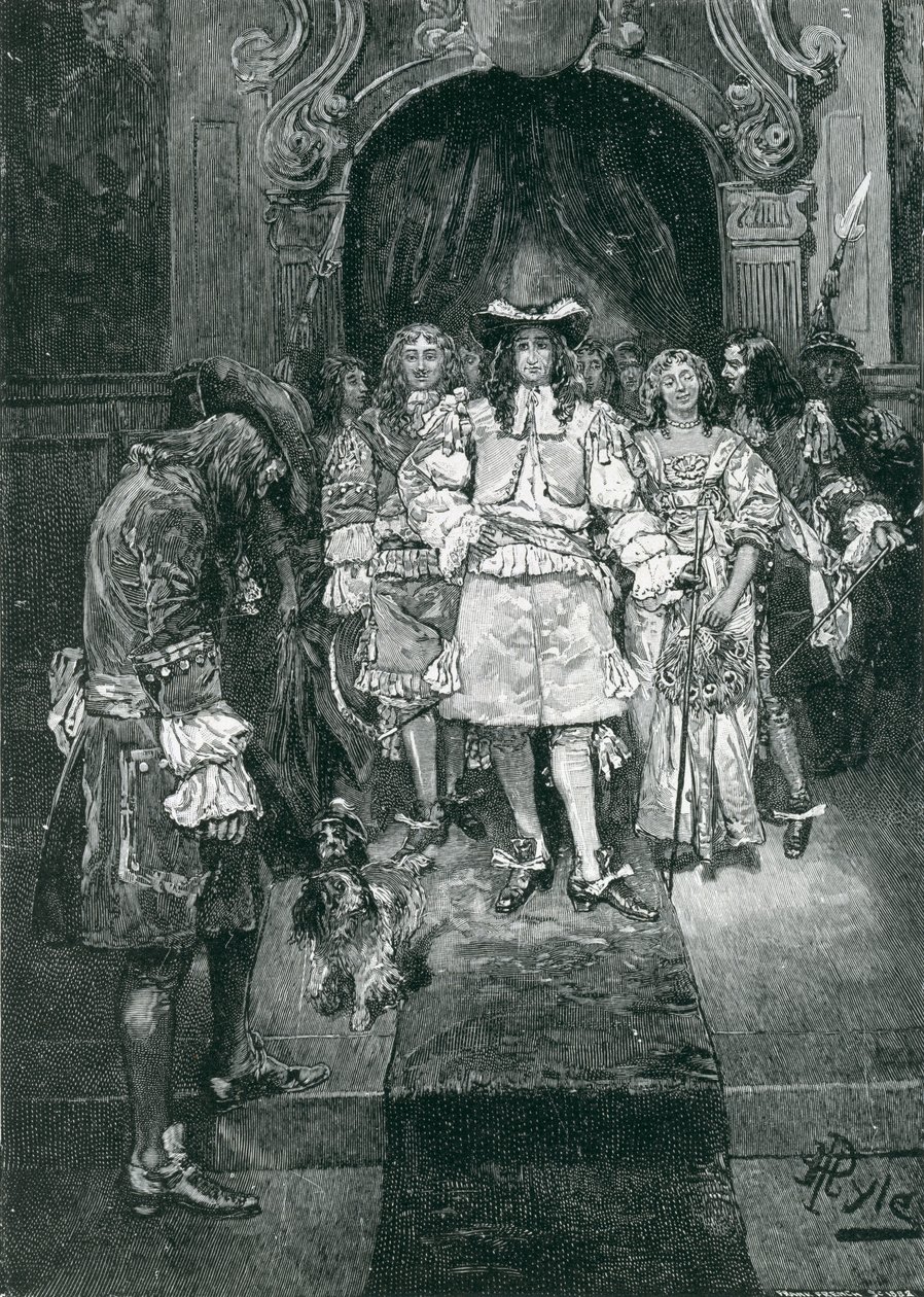Quaker and King at Whitehall, rytý Frank French (1850-1933) ilustrace z 