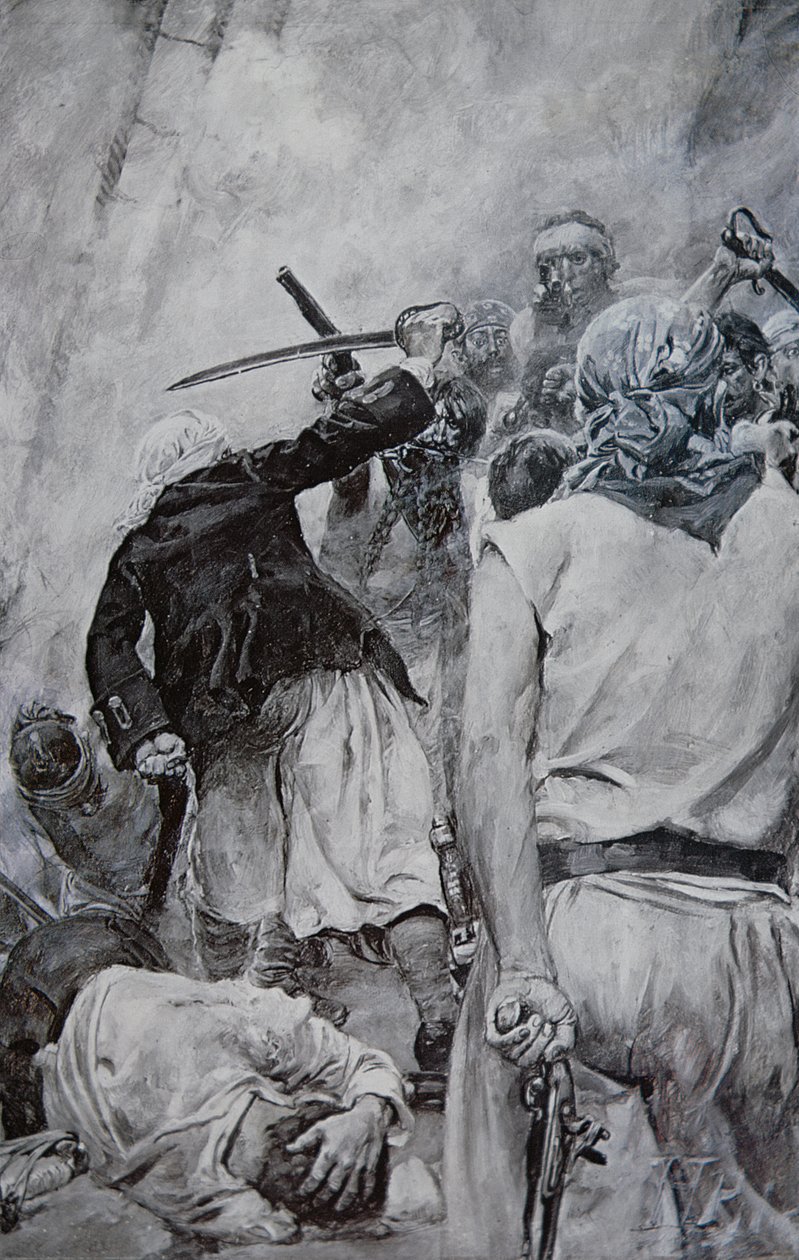 Pirátský boj (litho) od Howard (after) Pyle