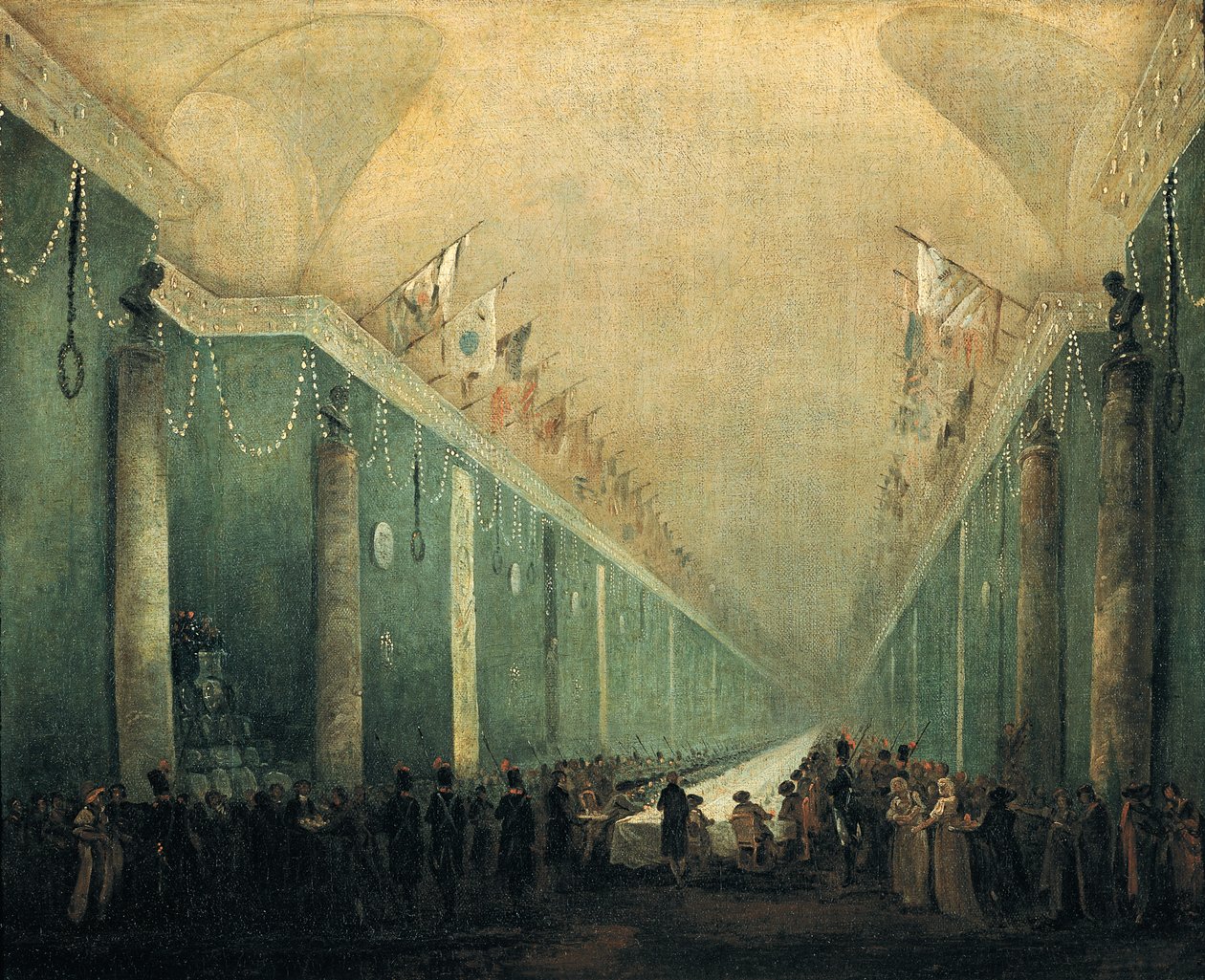 Banket pro Napoleona Bonaparta (1769-1821) ve Velké galerii Louvru, 20. prosince 1797 od Hubert Robert