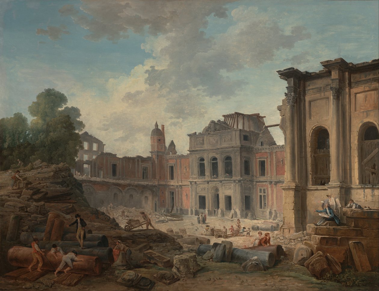 Demolice zámku Meudon od Hubert Robert